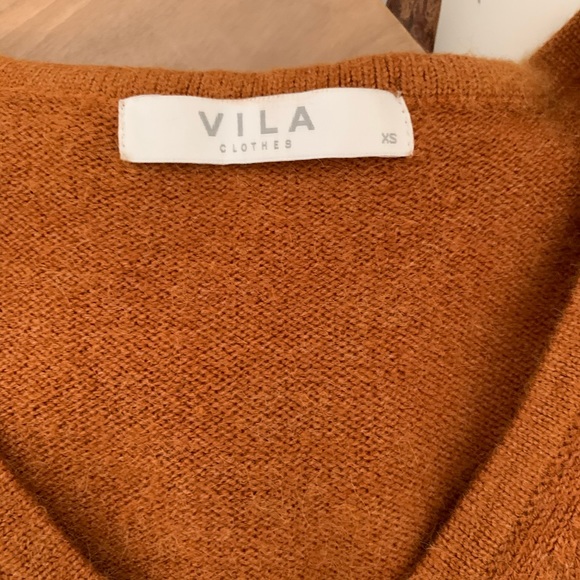 VILA v neck sweater fall autumn orange mustard XS - Picture 3 of 6